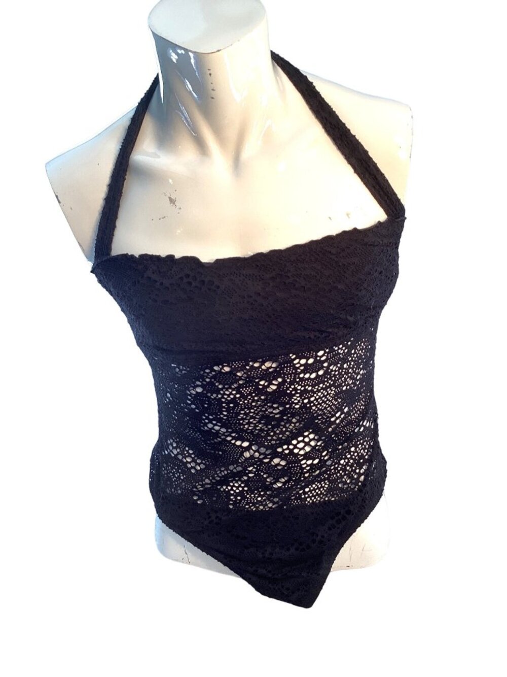 Mossimo One-Piece Open-Lace Swimsuit*Medium*Black*Femboy*Sissy* Poly spandex*EUC